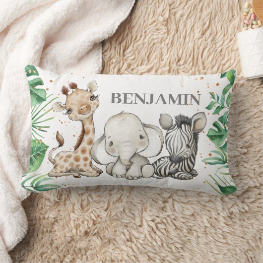 Cute Wild Safari Oerwoud Animals Greenery Kussen (Deken)