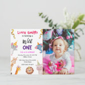 Cute Wild Safari Theme Kinderen van Birthday Kaart (Staand voorkant)