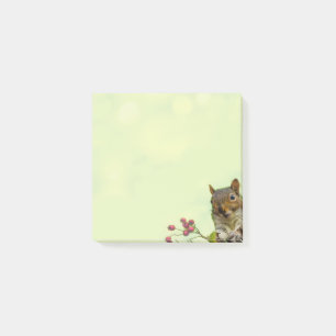 Cute Wild Squirrel on Lime Green Post-it Notes