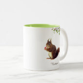 Cute Wild Squirrel & Personalized Text Two-Tone C Tweekleurige Koffiemok (Voorkant rechts)
