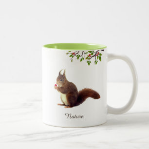 Cute Wild Squirrel & Personalized Text Two-Tone C Tweekleurige Koffiemok