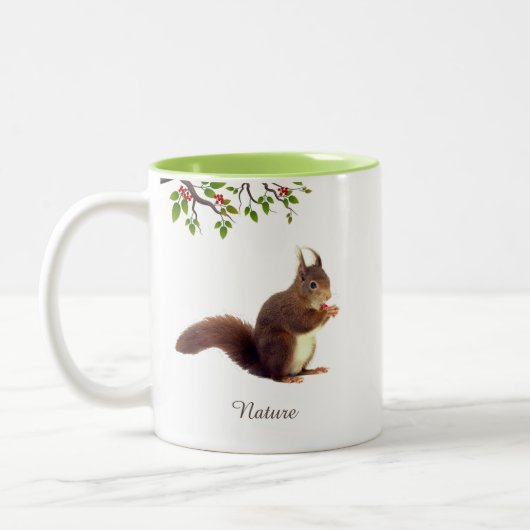 Cute Wild Squirrel & Personalized Text Two-Tone C Tweekleurige Koffiemok (Links)