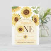 Cute Wild Sunflower die 1 ^ e verjaardag gaat vier Kaart (Staand voorkant)