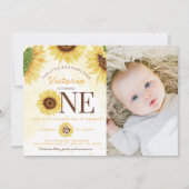 Cute Wild Sunflower die 1 ^ e verjaardag gaat vier Kaart (Voorkant)