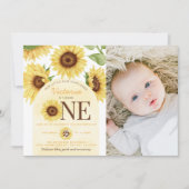 Cute Wild Sunflower die 1 ^ e verjaardag gaat vier Kaart (Voorkant)