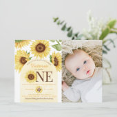 Cute Wild Sunflower die 1 ^ e verjaardag gaat vier Kaart (Staand voorkant)