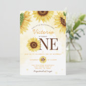 Cute Wild Sunflower die 1 ^ e verjaardag gaat vier Kaart (Staand voorkant)