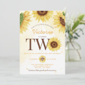 Cute Wild Sunflower die TWEE verjaardag gaat viere Kaart (Staand voorkant)