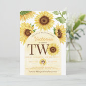 Cute Wild Sunflower die TWEE verjaardag gaat viere Kaart (Staand voorkant)