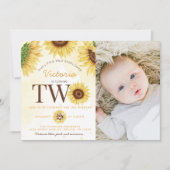 Cute Wild Sunflower die TWEE verjaardag gaat viere Kaart (Voorkant)