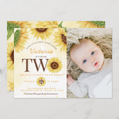 Cute Wild Sunflower die TWEE verjaardag gaat viere Kaart (Voorkant / Achterkant)