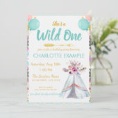 Cute Wild Teepee Birthday Party Custom RSVP Kaart (Staand voorkant)