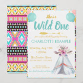 Cute Wild Teepee Birthday Party Custom RSVP Kaart (Voorkant / Achterkant)