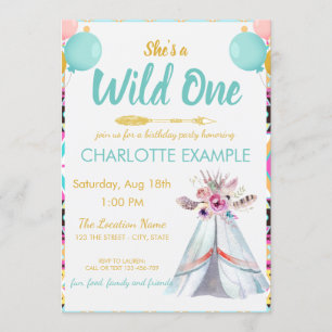Cute Wild Teepee Birthday Party Custom RSVP Kaart