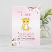 Cute Wild Three Leopard 3rd Birthday Invitation Kaart (Staand voorkant)