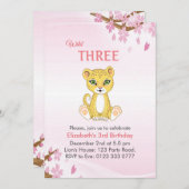 Cute Wild Three Leopard 3rd Birthday Invitation Kaart (Voorkant / Achterkant)