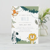 Cute Wild Tropic Oerwoud Animals Baby shower nodig Bedankkaart (Staand voorkant)