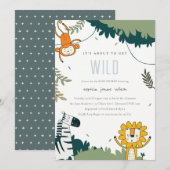 Cute Wild Tropic Oerwoud Animals Baby shower nodig Bedankkaart (Voorkant / Achterkant)