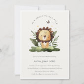 Cute Wild Tropical Oerwoud Animal Lion Baby shower Kaart (Voorkant)