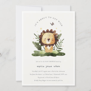 Cute Wild Tropical Oerwoud Animal Lion Baby shower Kaart