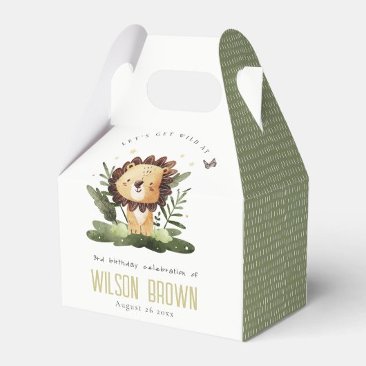 Cute Wild Tropical Oerwoud Animal Lion Birthday Bedankdoosjes (Achterkant)