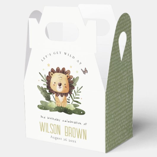 Cute Wild Tropical Oerwoud Animal Lion Birthday Bedankdoosjes (Geopend)