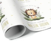 Cute Wild Tropical Oerwoud Animal Lion Birthday Cadeaupapier (Rol Hoek)