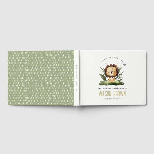 Cute Wild Tropical Oerwoud Animal Lion Birthday Gastenboek (Volledig)
