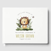 Cute Wild Tropical Oerwoud Animal Lion Birthday Gastenboek (Voorkant)