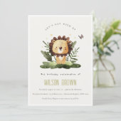 Cute Wild Tropical Oerwoud Animal Lion Birthday Kaart (Staand voorkant)