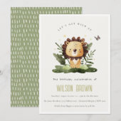 Cute Wild Tropical Oerwoud Animal Lion Birthday Kaart (Voorkant / Achterkant)