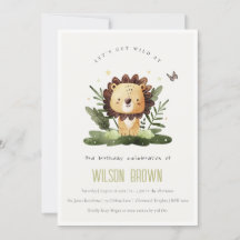 Cute Wild Tropical Oerwoud Animal Lion Birthday