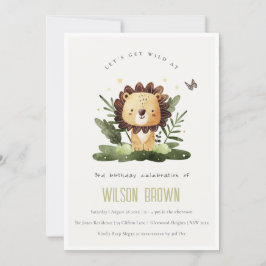 Cute Wild Tropical Oerwoud Animal Lion Birthday Kaart