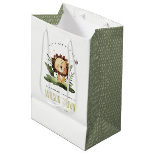 Cute Wild Tropical Oerwoud Animal Lion Birthday Medium Cadeauzakje