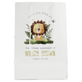 Cute Wild Tropical Oerwoud Animal Lion Birthday Medium Cadeauzakje (Achterkant)