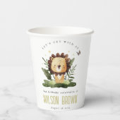 Cute Wild Tropical Oerwoud Animal Lion Birthday Papieren Bekers (Achterkant)