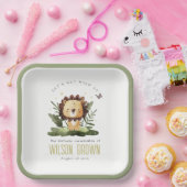 Cute Wild Tropical Oerwoud Animal Lion Birthday Papieren Bordje (Feest)