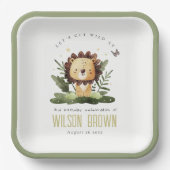 Cute Wild Tropical Oerwoud Animal Lion Birthday Papieren Bordje (Voorkant)