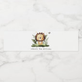 Cute Wild Tropical Oerwoud Animal Lion Birthday Waterfles Etiket (Enkel label)