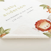 Cute Wild Tropical Safari Animals Baby Birth Stats Sherpa Deken (3/4)