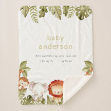 Cute Wild Tropical Safari Animals Baby Birth Stats