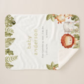 Cute Wild Tropical Safari Animals Baby Birth Stats Sherpa Deken (Voorkant (horizontaal))