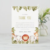 Cute Wild Tropical Safari Animals Baby shower Bedankkaart (Staand voorkant)