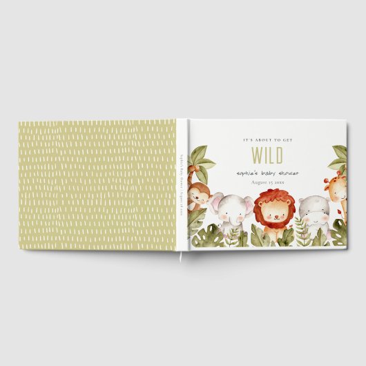 Cute Wild Tropical Safari Animals Baby shower Gastenboek (Volledig)