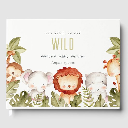 Cute Wild Tropical Safari Animals Baby shower Gastenboek (Voorkant)