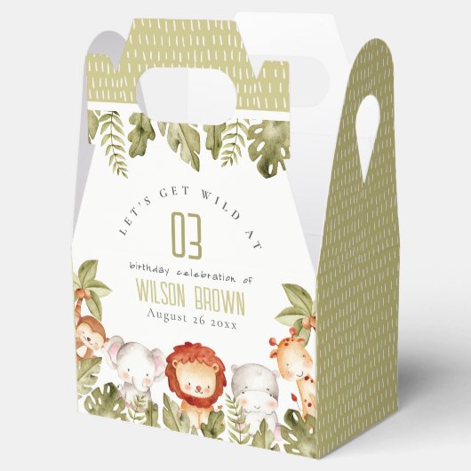 Cute Wild Tropical Safari Animals Veerdag Bedankdoosjes (Geopend)