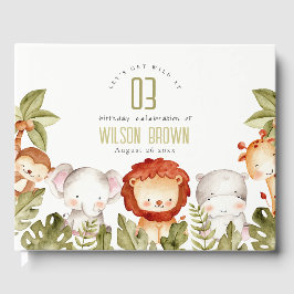 Cute Wild Tropical Safari Animals Veerdag Gastenboek