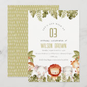 Cute Wild Tropical Safari Animals Veerdag Kaart (Voorkant / Achterkant)