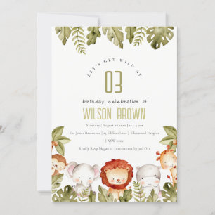 Cute Wild Tropical Safari Animals Veerdag Kaart