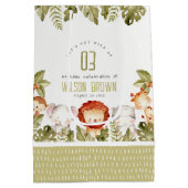 Cute Wild Tropical Safari Animals Veerdag Medium Cadeauzakje (Achterkant)